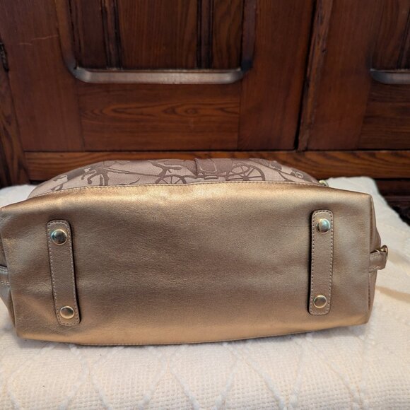 Coach Horse & Carriage Ashley Gold/beige Purse F15540 - Picture 6 of 12